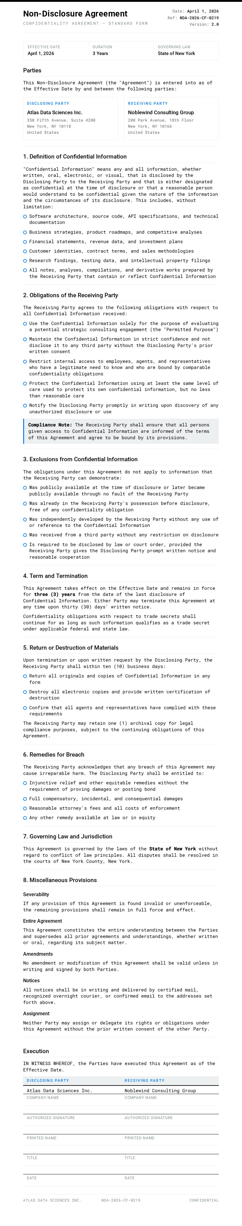 Clean professional Non Disclosure Agreement